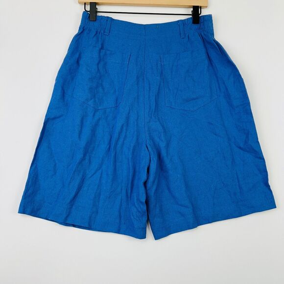 Sigrid Olsen Blue Linen Blend Shorts Size 10 NWT Casual Comfort Wear Essential - Picture 7 of 14